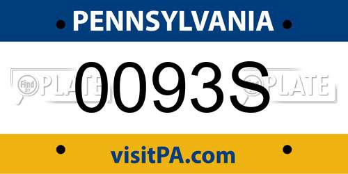 0093S Pennsylvania License Plate