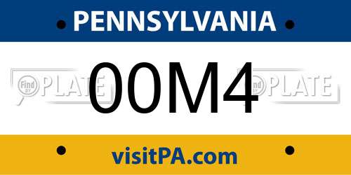 00M4 Pennsylvania License Plate