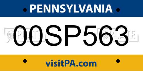 00SP563 Pennsylvania License Plate
