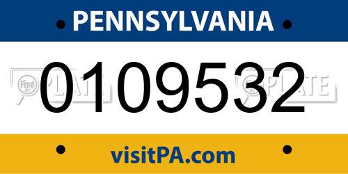 0109532 Pennsylvania License Plate