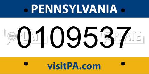 0109537 Pennsylvania License Plate