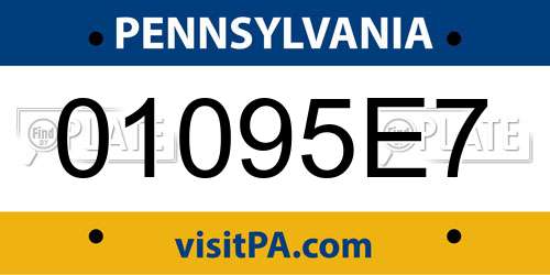 01095E7 Pennsylvania License Plate