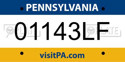 01143LF Pennsylvania License Plate