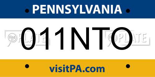 011NTO Pennsylvania License Plate