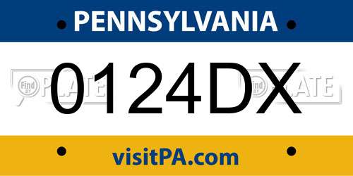 0124DX Pennsylvania License Plate
