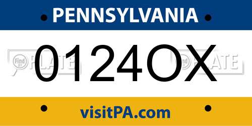 0124OX Pennsylvania License Plate