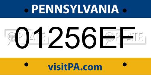 01256EF Pennsylvania License Plate