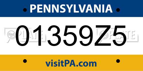 01359Z5 Pennsylvania License Plate