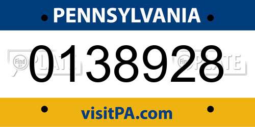 0138928 Pennsylvania License Plate