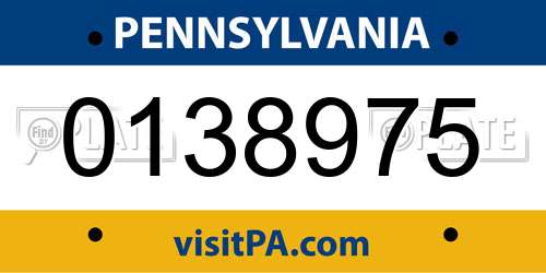 0138975 Pennsylvania License Plate