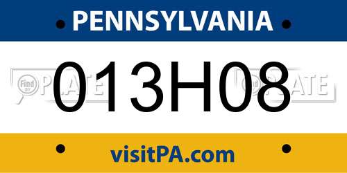 013H08 Pennsylvania License Plate