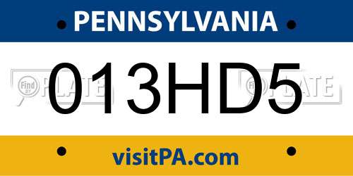 013HD5 Pennsylvania License Plate