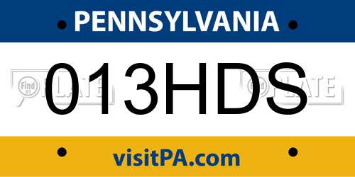 013HDS Pennsylvania License Plate