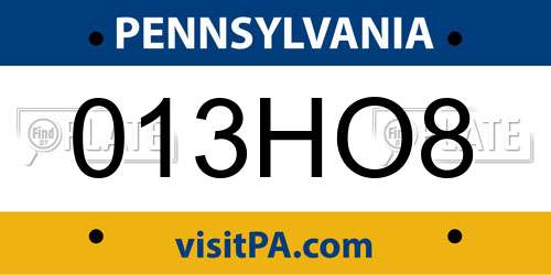 013HO8 Pennsylvania License Plate