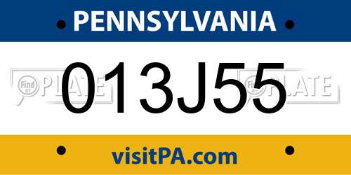 013J55 Pennsylvania License Plate