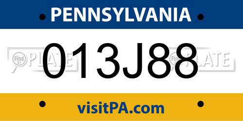 013J88 Pennsylvania License Plate