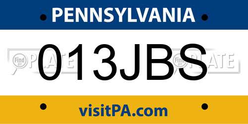 013JBS Pennsylvania License Plate