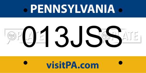 013JSS Pennsylvania License Plate