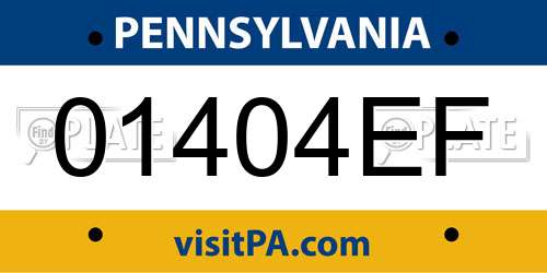 01404EF Pennsylvania License Plate