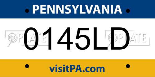 0145LD Pennsylvania License Plate
