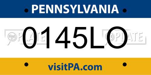 0145LO Pennsylvania License Plate