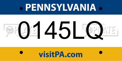 0145LQ Pennsylvania License Plate