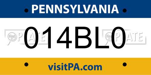 014BL0 Pennsylvania License Plate