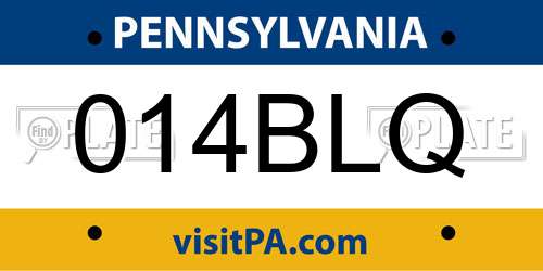 014BLQ Pennsylvania License Plate