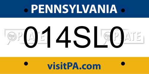 014SL0 Pennsylvania License Plate
