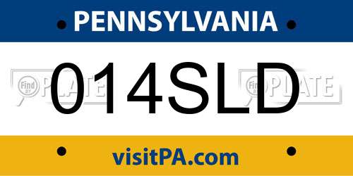 014SLD Pennsylvania License Plate