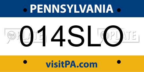 014SLO Pennsylvania License Plate