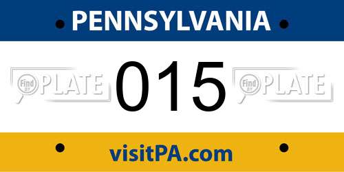 015 Pennsylvania License Plate