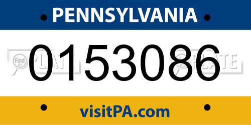 0153086 Pennsylvania License Plate