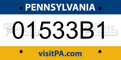 01533B1 Pennsylvania License Plate