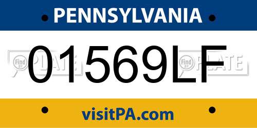 01569LF Pennsylvania License Plate