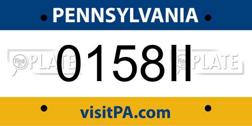 0158II Pennsylvania License Plate