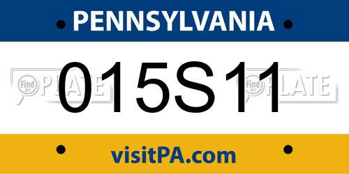 015S11 Pennsylvania License Plate
