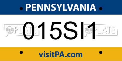 015SI1 Pennsylvania License Plate