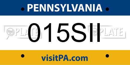 015SII Pennsylvania License Plate