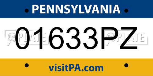 01633PZ Pennsylvania License Plate