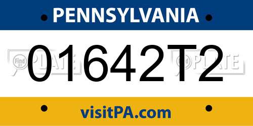 01642T2 Pennsylvania License Plate