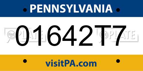 01642T7 Pennsylvania License Plate