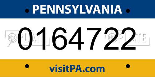 0164722 Pennsylvania License Plate