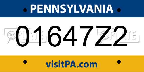 01647Z2 Pennsylvania License Plate