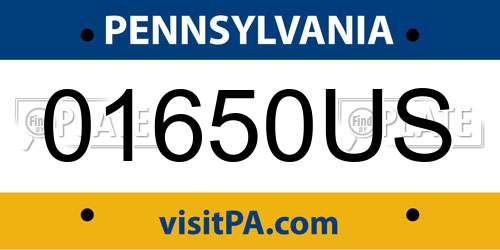 01650US Pennsylvania License Plate