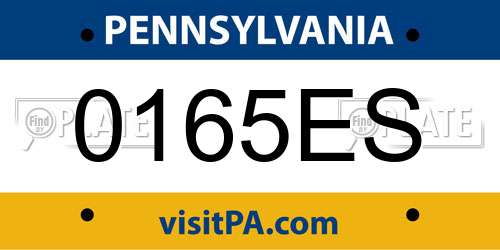 0165ES Pennsylvania License Plate
