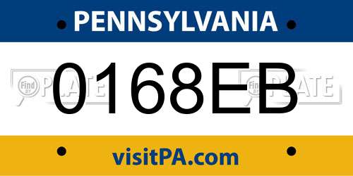 0168EB Pennsylvania License Plate
