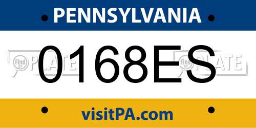 0168ES Pennsylvania License Plate