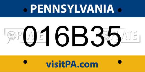 016B35 Pennsylvania License Plate