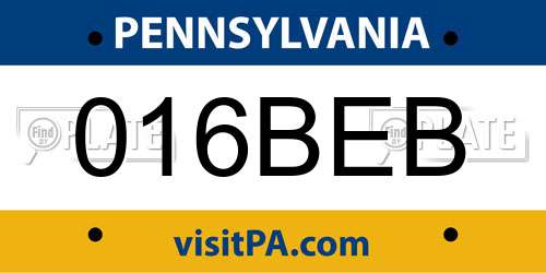 016BEB Pennsylvania License Plate